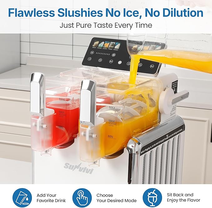 Dual-Tank Frozen Drink & Slushie Machine: 169oz Capacity Slush Maker with Rapid Chill Technology, 5 Beverage Modes, Self-Cleaning Function, ETL Certified, White