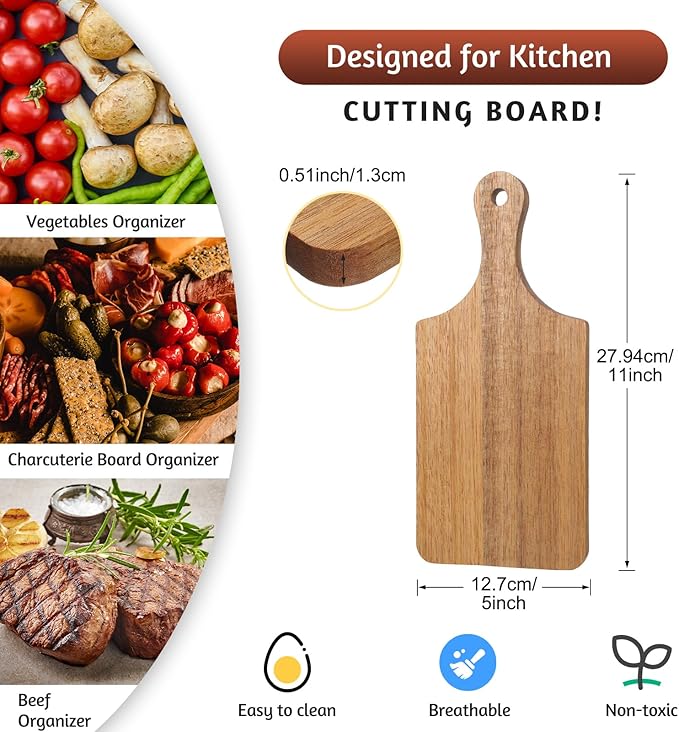 Lounsweer 6 Pcs Thicken Cutting Board Bulk Wood Board for Chopping Serving Charcuterie Material for Laser Engraving Mother' Day Wedding Housewarming Gift(Acacia)