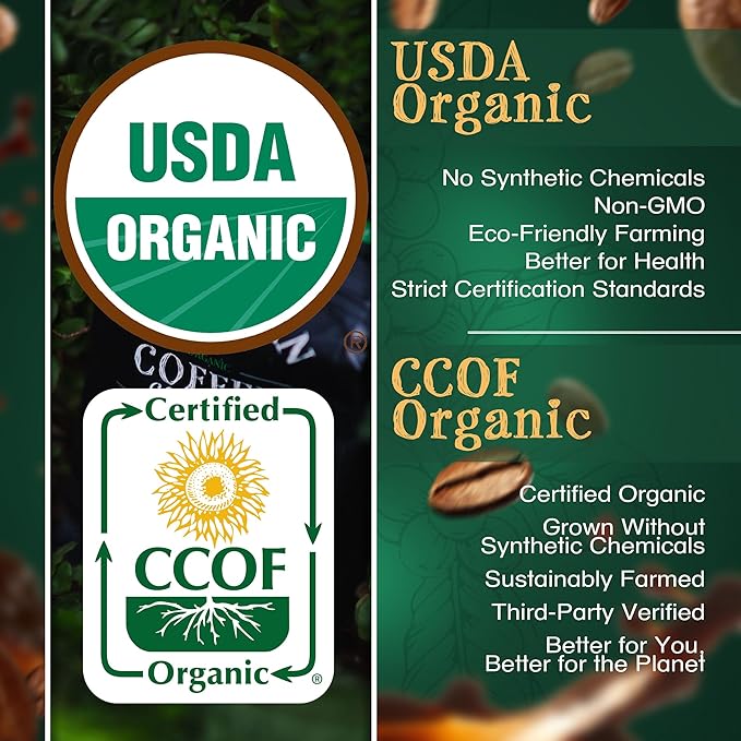 The Bean Organic Coffee Company Chocolate Macadamia Nut, Medium Roast, Ground Coffee, 16-Ounce Bag, Café molido tostado orgánico