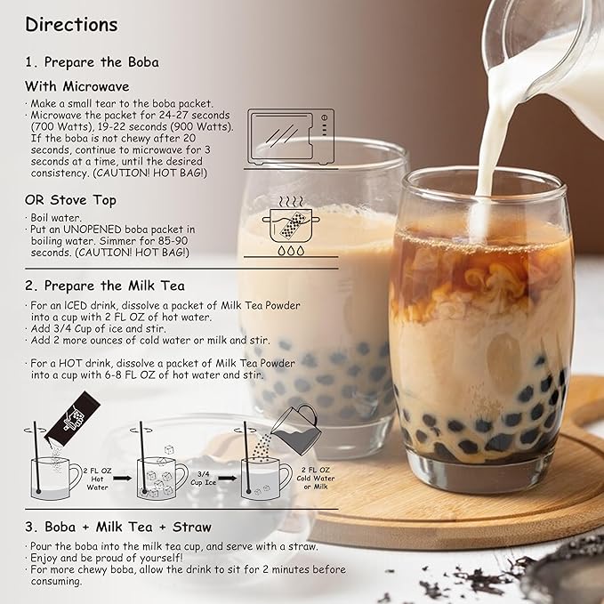 Boba Moo Premium Boba Tea Kit With Classic Milk Tea Flavor - Only 10,000 Kits Yearly, Small Batch Bubble Tea Kit With Exceptional Taste & Chewiness, Vegan, Lactose-Free, 6 Servings