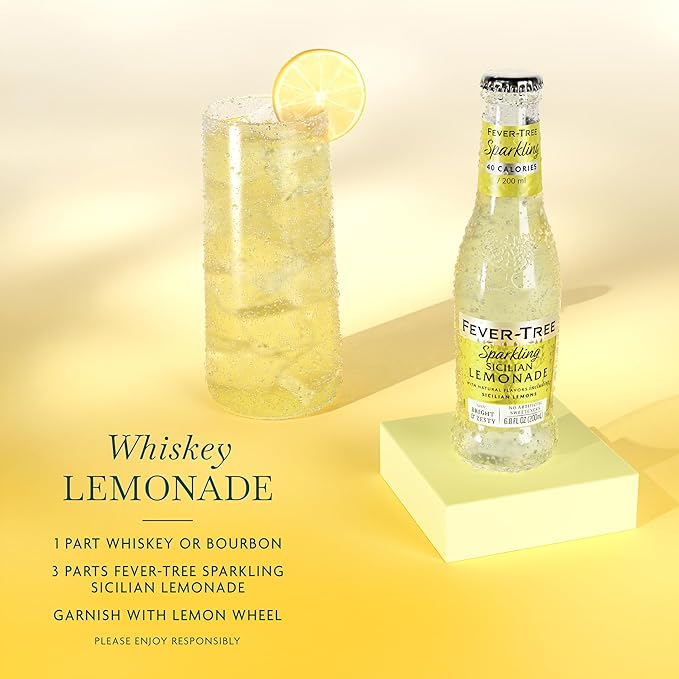 Fever-Tree Sparkling Sicilian Lemonade - Premium Quality Mixer - Refreshing Beverage for Cocktails & Mocktails. Naturally Sourced Ingredients, No Artificial Sweeteners or Colors - 6.8 Fl Oz Bottles - Pack of 24
