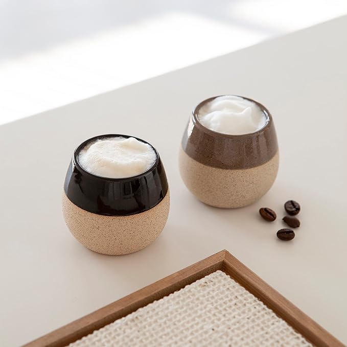Ceramic Espresso Cups Set of 4, 4.5oz capacity - Cortado Macchiato Coffee Mugs for Nespresso Machine - Espresso Glasses - Demitasse Cups - Tazas de Cafe - Espresso Accessories - Expresso Coffee Cup