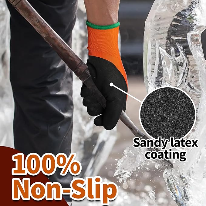 Schwer FreezeGuard Waterproof Work Gloves PM3302, ANSI A2 Cut Resistant Freezer Gloves for Outdoor Cold Weather Keep Hands Warm Below Zero, Waterproof Gloves for Shoveling Snow, Ice Fishing, M