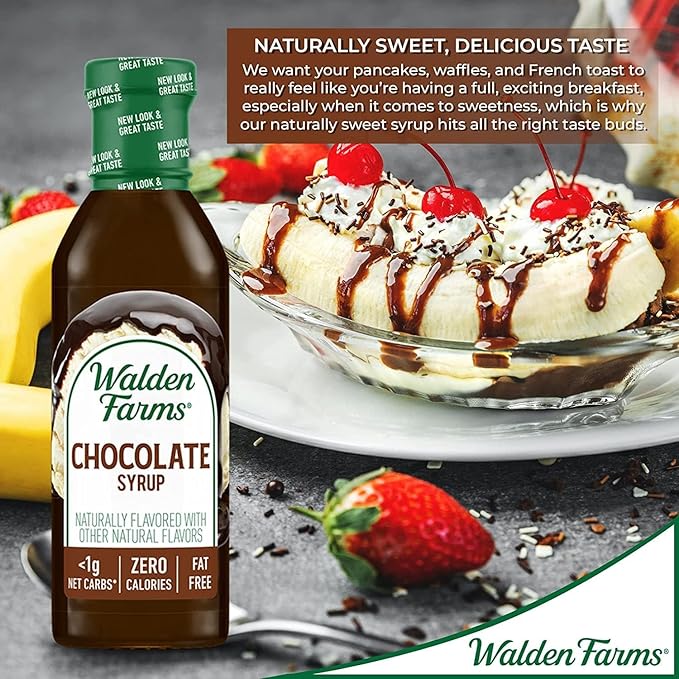 Walden Farms Chocolate Syrup – Perfect for Coffee, Desserts, Ice Cream – Zero Calorie, Sugar-Free, Low Carb, Keto-Friendly, Gluten-Free, Vegan – 12 oz Bottle