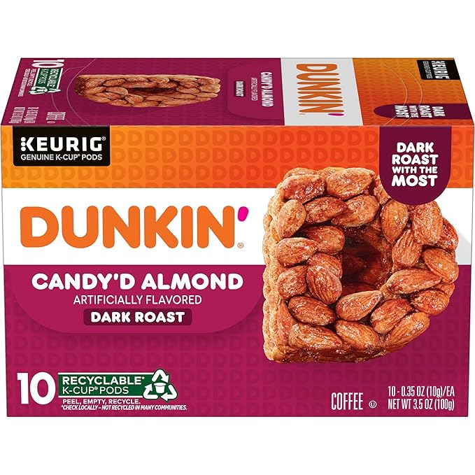 Dunkin' Candy'd Almond Dark Roast Flavored Coffee, 60 Keurig K-Cup Pods