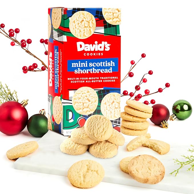 David's Cookies Mini Shortbread Pure Butter Cookies 1 Pack - Traditional Scottish Style Butter Cookies, OU Kosher Certified, Decadent Gourmet Shortbread Cookies Snack Box for Tea, Coffee, & Gifting