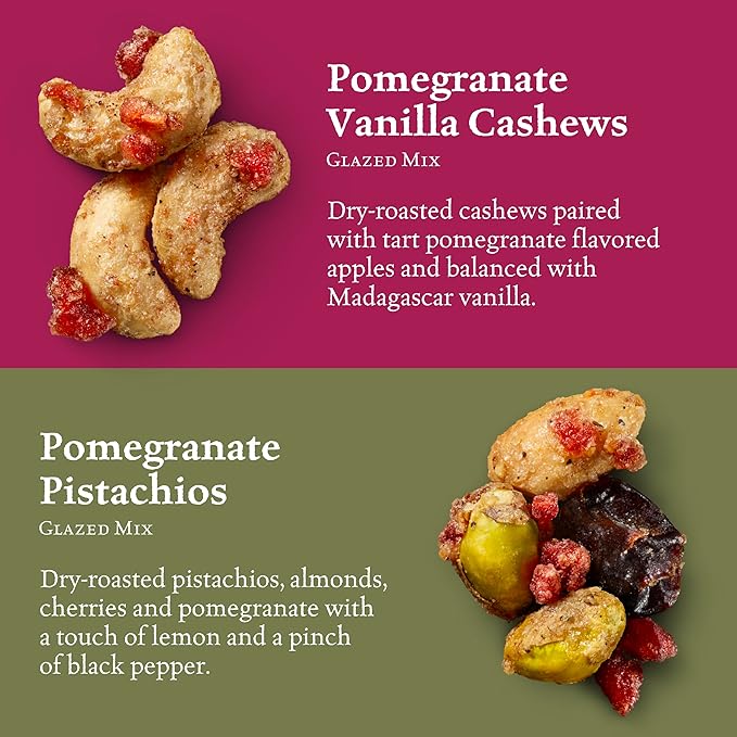 Sahale Snacks Glazed Mix Nut Blend Variety Pack, 1.5 Oz Grab & Go Bags (12 Total Packs) - Four Different Dry-Roasted Deluxe Mixed Nuts Blends Included - Non-GMO Kosher & Certified Gluten-Free Snacks