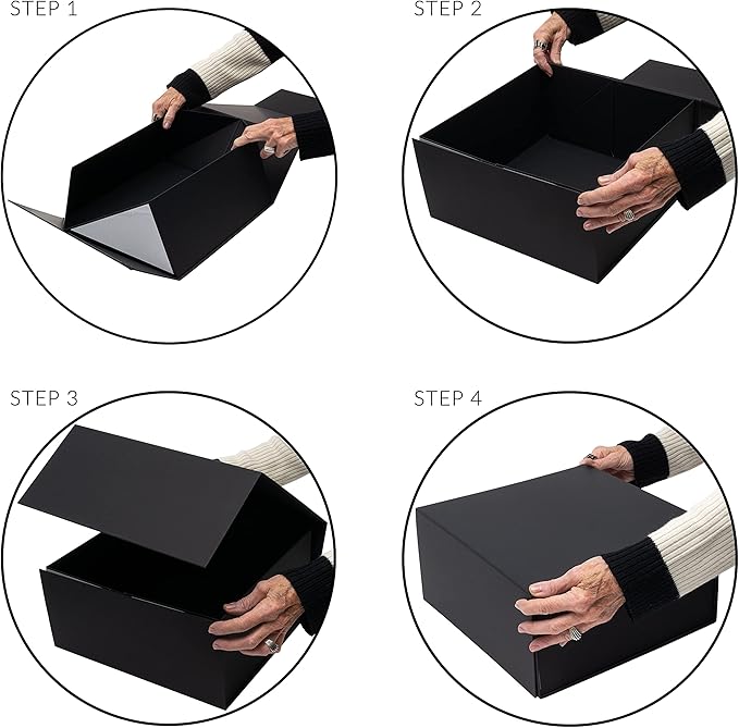 Prime Line Packaging Christmas Gift Boxes, Holiday Gift Boxes with Lids for Presents, Large Black Gift Box for Small Business Wrap, Weddings, Birthdays, Events, Bulk, 12x12x6, 15 Pack