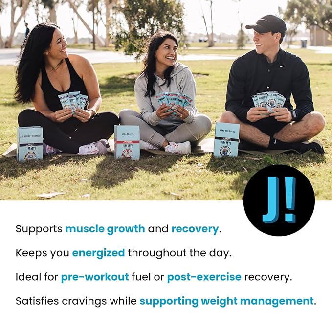 JiMMYBAR! - Cookies N Cream Protein Bars 19g Protein Bar - 7g Low Sugar - 12 Count - 58g Health Bars - Functional Snack with Real Food Ingredients - Hand-Drizzled Chocolate - Made With Real Peanuts