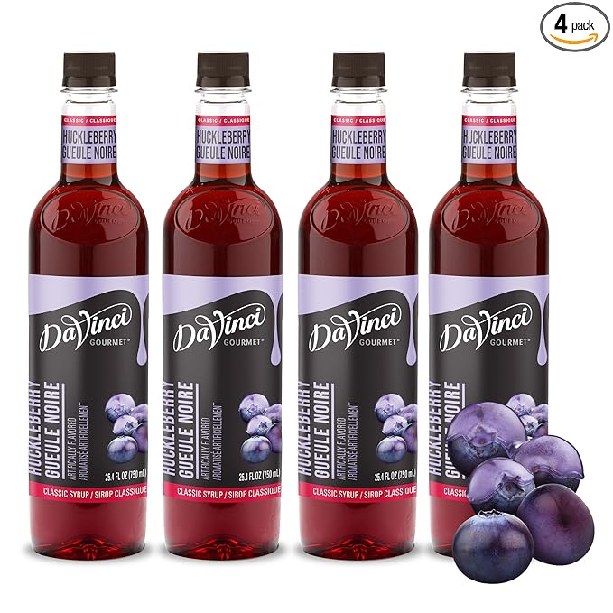 DaVinci Gourmet Classic Huckleberry Syrup, 25.4 Fluid Ounces (Pack of 4)