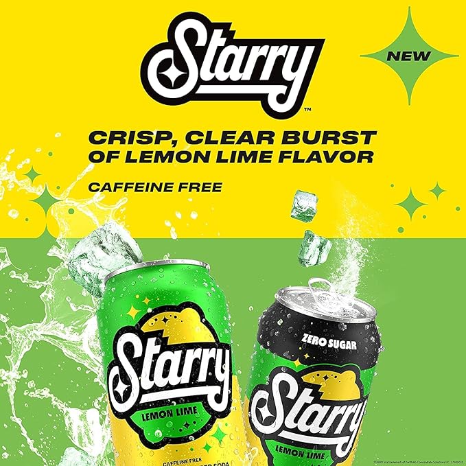 Starry Lemon Lime Soda Pop, 12 Fl Oz Cans (Pack of 12)