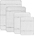 TeamFar Cooling Rack Set of 4, Stainless Steel Grid Cooking Roasting Racks for Various Size Baking Sheet Toaster Oven Pan, Healthy & Heavy Duty, Mirror Finish & Dishwasher Safe