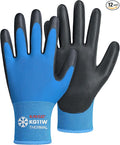 KAYGO Winter Work Gloves for Men and Women, 12 Pairs Thermal Insulated Safety Work Gloves PU Coated, Smooth Grip on Palm & Fingers,Ideal for Freezer Work,Blue,M