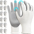 Kebada W1 Work Gloves for Men and Women, 12 Pairs Touchscreen Safety Gloves with Grip, PU-Coated, Ideal for Light & Medium Duty Tasks, White, XX-Large