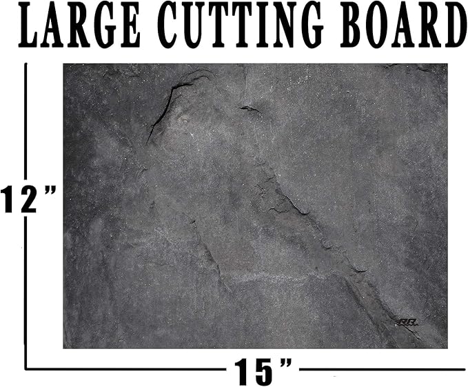 Rogue River Tactical Dark Gray Stone Textured Marble Art Kitchen Glass Cutting Board Modern Decorative Gift Abstract Wavy Contrast Design
