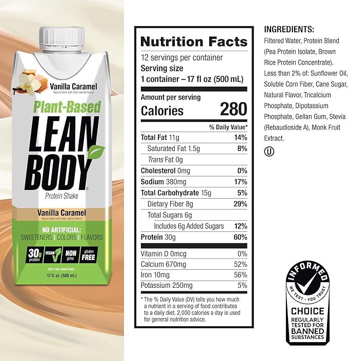 Lean Body Ready-to-Drink, Plant-Based Vegan Taster Pack, 30g Protein, No Artificial Flavors, Sweeteners or Colors, Non GMO, Gluten Free, Premium Pea & Rice Blend (Pack of 2)