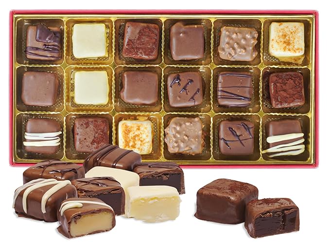 Luxury Milk Chocolate Truffles Gift Box – 18 Piece Assorted Belgian-Style Holiday Chocolates – Gourmet Candy for Christmas Gifts, Stocking Stuffers, Birthdays, Anniversaries & Dessert Platters