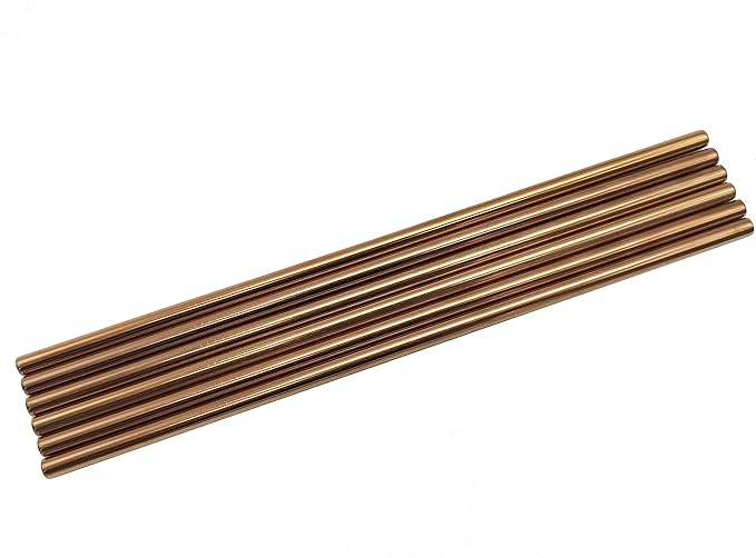 10 Pcs Stainless Steel Straws, Reusable Drinking Straws, Straight Metal Straw Sets with 2 Pcs Cleaning Brushes (8.5 Inch, Rose Gold)