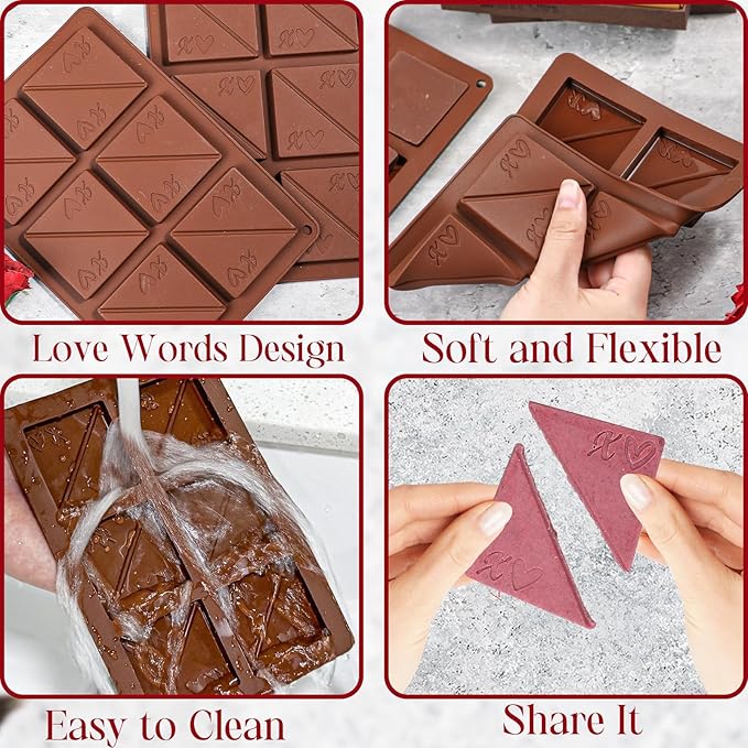 Webake Square Break-Apart Chocolate Mold, 2 Pack Silicone Conversation Chocolate Molds, Romantic Couples Chocolate Mold