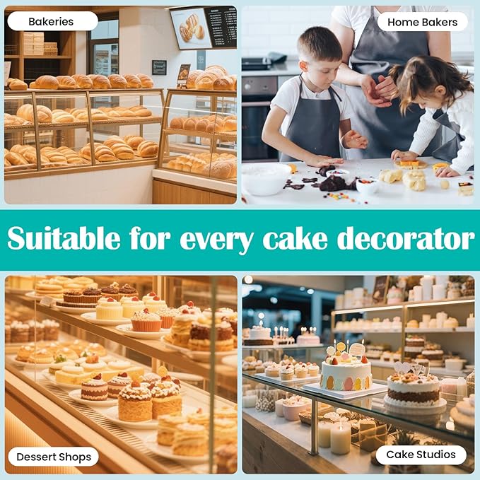 Cake Decorating Machine, Tabletop Cake Frosting Machine for 4-12inch Cakes, Cream Spreading Automatic Frosting Turntable with Graduated Scraper, for Cake Shops, Dessert Shops, Households