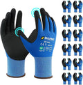 Safety Work Gloves MicroFoam Nitrile Coated-12 Pairs Pack,Blue Seamless Knit Nylon Glove with Black Micro-Foam Nitrile Grip,Ideal for General Purpose,Automotive,Home Improvement,Painting(Large)