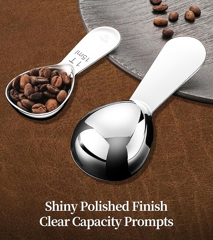 Coffee Measuring Scoop, 1 Tablespoon Short Handle 304 Stainless Steel Coffee Scoop - Fits Coffee Canisters & Protein Powder Containers