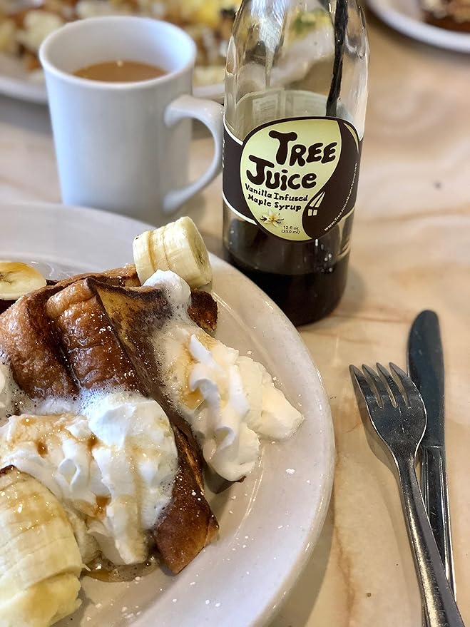 Tree Juice Vanilla Infused Maple Syrup | 100% Pure Grade A Maple Syrup | All Natural, Non GMO, Vegan, Gluten Free, Vegetarian, Paleo | 12 Ounce Bottle