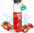 Glass Pitcher - 1.2 Liters / 41 oz, Borosilicate Glass - Water Carafe with Lid - for Hot/Cold Beverages - Milk Jug - Iced Tea Pitcher - Juice Server - by PJC-Kitchen