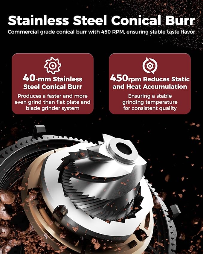 Tuni E2 𝑬𝒔𝒑𝒓𝒆𝒔𝒔𝒐 𝑴𝒂𝒄𝒉𝒊𝒏𝒆 with G1 𝑪𝒐𝒏𝒊𝒄𝒂𝒍 𝑪𝒐𝒇𝒇𝒆𝒆 𝑮𝒓𝒊𝒏𝒅𝒆𝒓 Combo Set | 20Bar Dual Boiler Coffee Maker | 48 Grind Settings | Professional Home Barista Kit