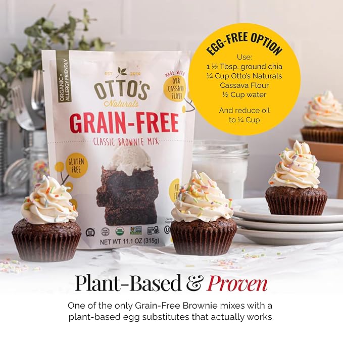 Otto's Naturals Grain-Free Classic Brownie Mix, 11.1 Oz., 6 Pack, Top 9 Allergen-Free, Organic Cassava Flour, Gluten Free, Non-GMO, Vegan, Plant-Based