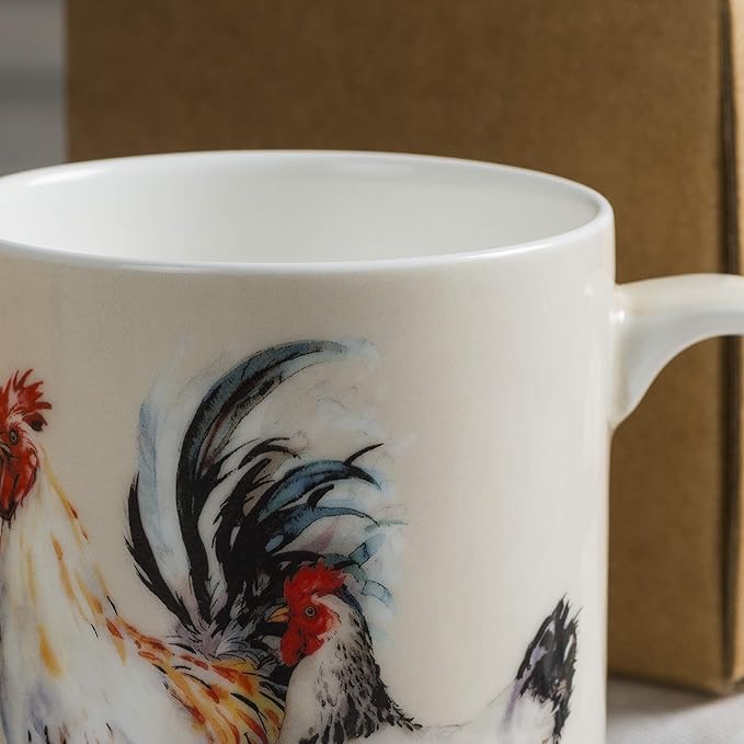 Maison d' Hermine Coffee Mug with Handles Fine Bone China Mugs Pack of One Tea Cups for Hot Beverages Cappuccino Latte Home Restaurant Office Perfect for Gift (Campagne - Basse Cour, 15 Ounce)