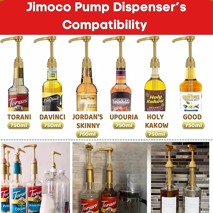 Jimoco® Syrup Pump Dispenser + Torani® Dragon Fruit Syrup, 25.4 oz - Coffee Syrup Pump & Flavoring Bundle