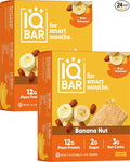 IQBAR Brain and Body Plant Protein Bars - Banana Nut - 24-Count - Keto, Vegan, Low Carb, High Fiber, Gluten Free, Dairy Free, Low Sugar Snack with Nutrients for Focus, Energy, Meal Replacement