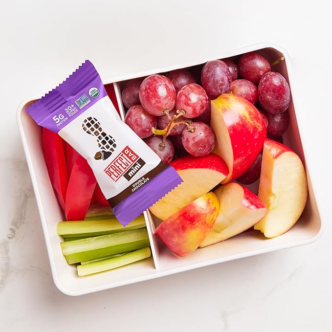 Perfect Bar Mini, Double Chocolate Protein Bar, Protein Snack, Snack Bar, Organic, Gluten Free, Soy Free, Non GMO, No Sugar Alcohols, .88 Ounce Bar, 24 Count