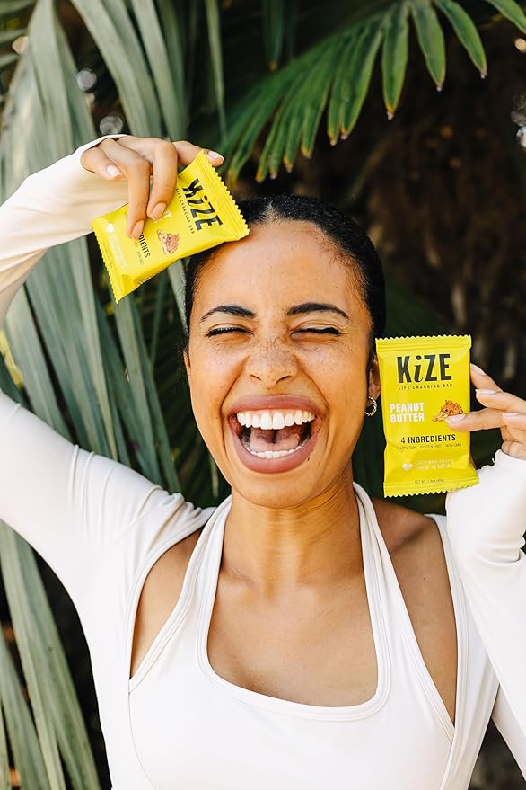 KiZE Energy Bars - Peanut Butter - Gluten Free, Non-GMO, and High Protein Meal Replacement Energy Bars, Clean and Simple Food Ingredients - 10g High Protein Snacks, (10 Count)