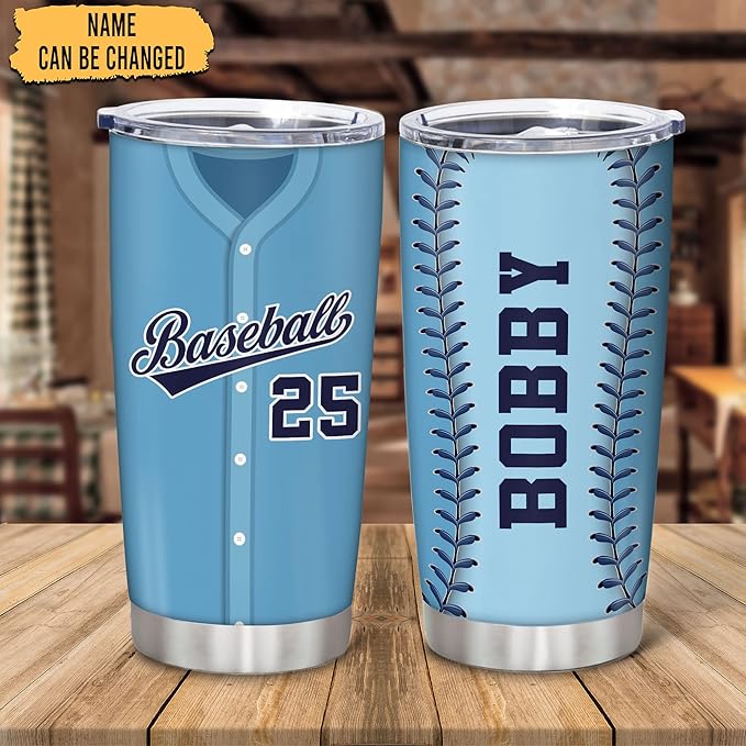Hyturtle Personalized Baseball Tumbler Baseball Players Design Stainless Steel Double Walled Vacuum Insulated Tumblers 20oz30oz Coffee Travel Mug Cup Christmas Gift For Men Boys Friends Dad Sports Fan