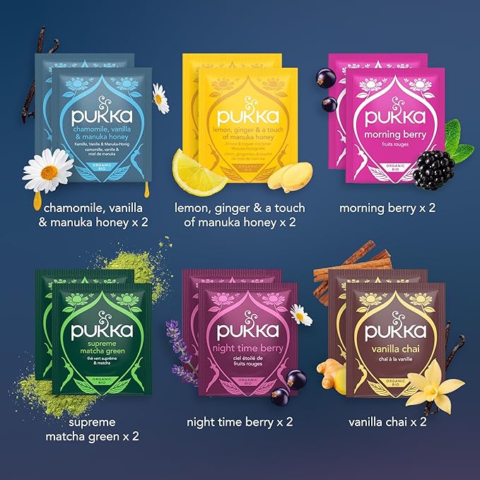 Pukka 2024 Advent Calendar Organic Tea Sampler, Selection of 24 Delightful Black & Green Tea Infusions, Christmas Gift for Tea Lovers, 100% Organic