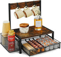 Coffee Bar Organizer with K Cup Holder,Coffee Pod Drawer Holder for 24 Pod Capacity, Storage Drawer with Dispoable Cups & Lids Holder, Coffee Bar Station Organier for Countertop, Kitchen