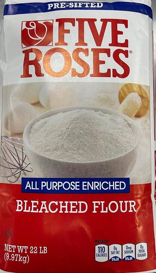 Five Roses All-Purpose Flour – 22 lb (10 kg) – Premium Canadian Wheat – Enriched, Pre-Sifted White Flour for Baking & Cooking