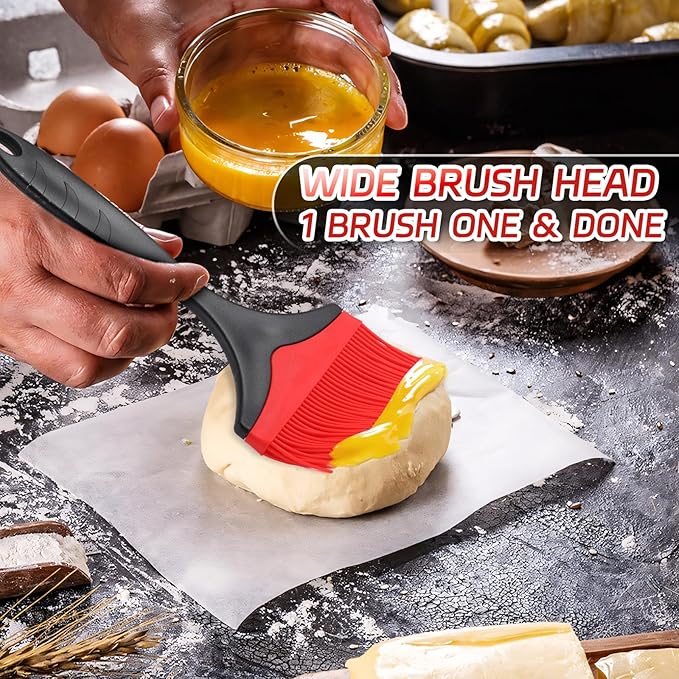 Large Silicone Basting Pastry Brush - 3.95inch Extra Wide Silicone Basting Brush for Grilling,Heat Resistant Brushes Spread Oil Butter Sauce for Cooking Baking BBQ,Dishwasher Safe,Set of 2