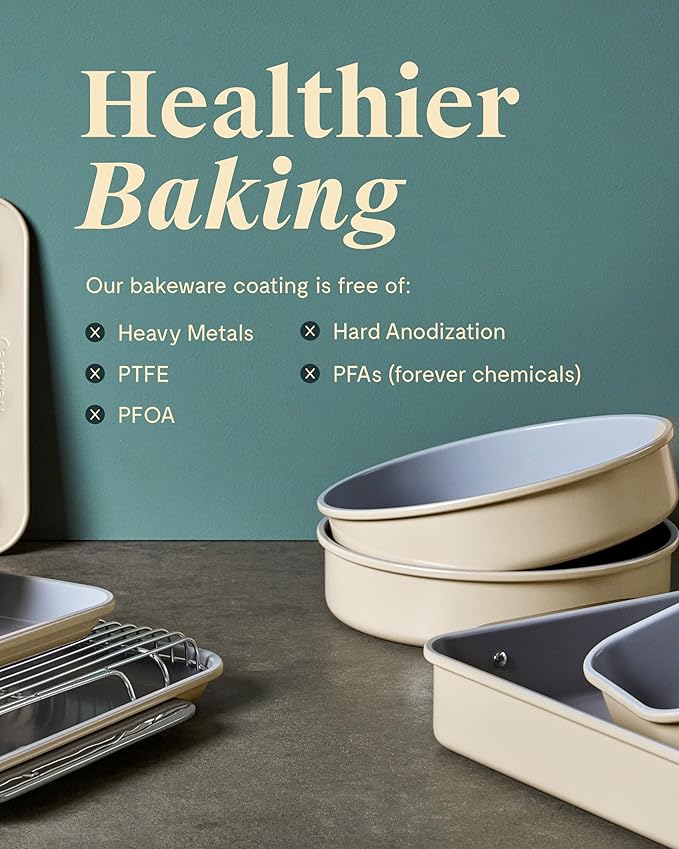 Caraway Non-Stick Ceramic 9” Circle Pans - Naturally Slick Ceramic Coating - Non-Toxic, PTFE & PFOA Free - Perfect for Birthday Cakes, Tartes, & More - Navy
