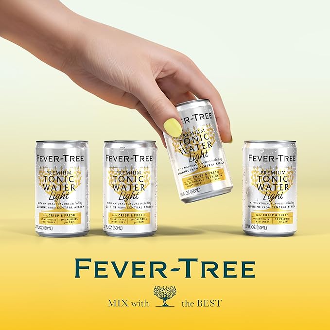 Fever-Tree Light Tonic Water - Premium Mixer - Refreshing Beverage for Cocktails & Mocktails. Naturally Sourced Ingredients, No Artificial Sweeteners or Colors - 5.1 Fl Oz Cans -Pack of 8