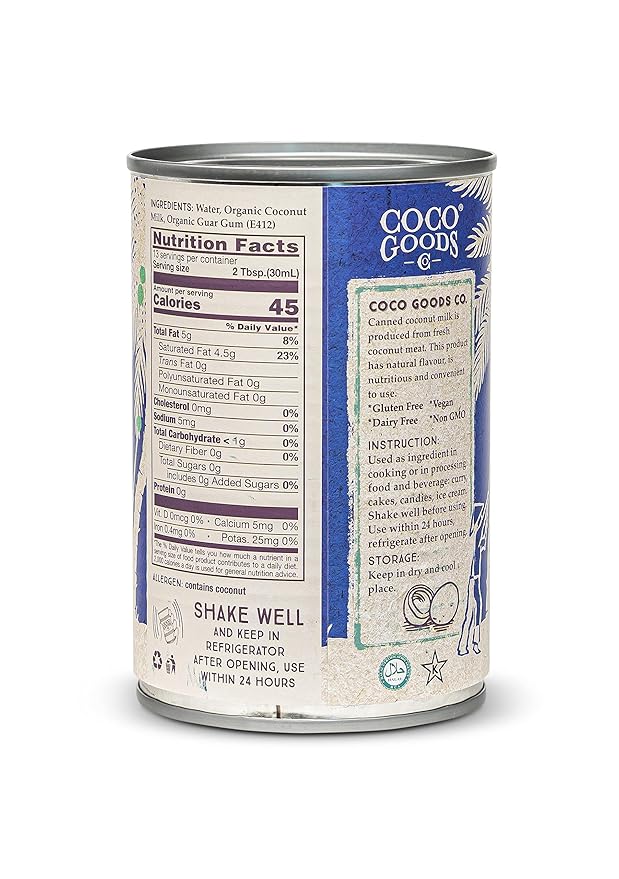CocoGoods Co Single-Origin Organic Coconut Milk 13.5 fl. oz - Gluten-free, Non-GMO, Vegan, & Dairy-free, 12 pack