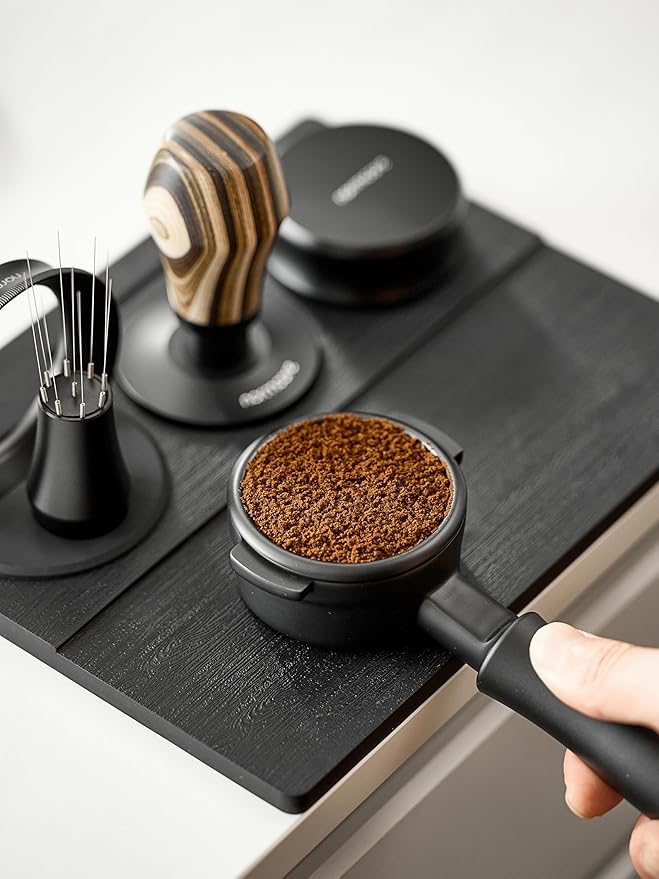 Normcore 58.5mm Coffee Tamper V4.1, Espresso Spring Loaded Tamper With Titanium PVD Coating Flat Base, 15lb / 25lb / 30lbs Replacement Springs, Colorful Wood Handle