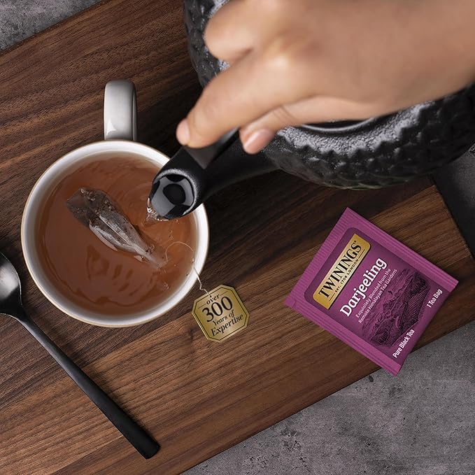 Twinings Darjeeling Tea - Caffeinated Black Tea Bags Individually Wrapped, 20 Count