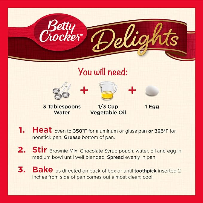 Betty Crocker Delights Supreme Original Brownie Mix, 16 oz. (Pack of 8)
