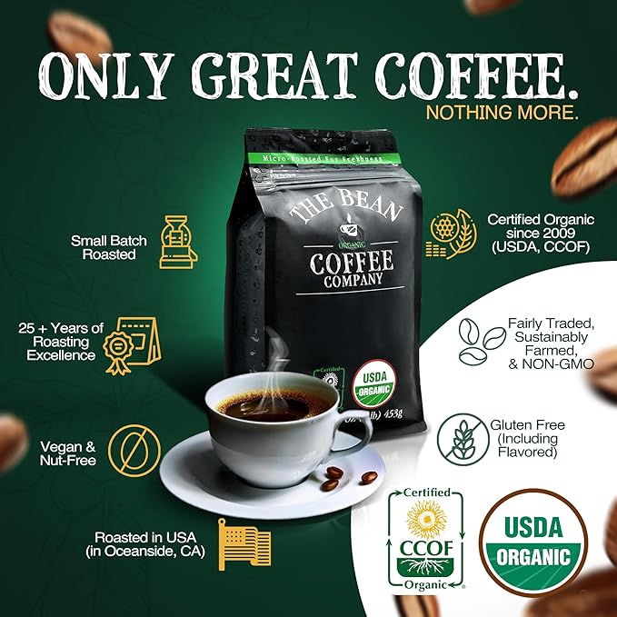 The Bean Organic Coffee Company Chocolate Macadamia Nut, Medium Roast, Whole Bean Coffee, 5-Pound Bag