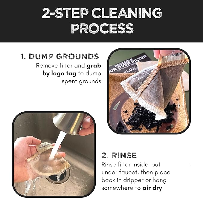 (2-Pack) Reusable Organic Cotton Cone #2 Coffee Filter — Cloth Filters for Coffee Dripper, Pour Over Coffee Dripper & Coffee Makers that Use 2-6 Cup Cone Coffee Filters