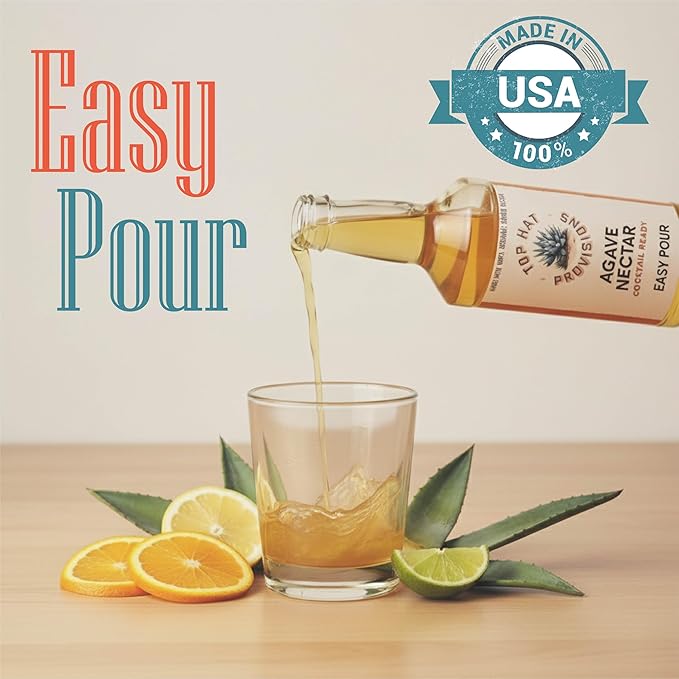 Top Hat Agave Nectar - Made with Organic Agave Nectar - Agave Syrup Sweetener for Cocktails, Mocktails, Lemonades, Coffee, Tea & Desserts - 32oz Bottle