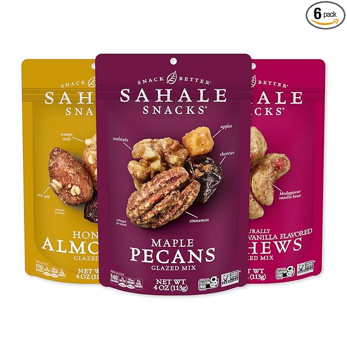 Sahale Snacks Glazed Nut Mix Variety Pack, 4 Ounces (Pack of 6)